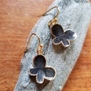 Handmade Dainty Black & Gold Butterfly Earrings